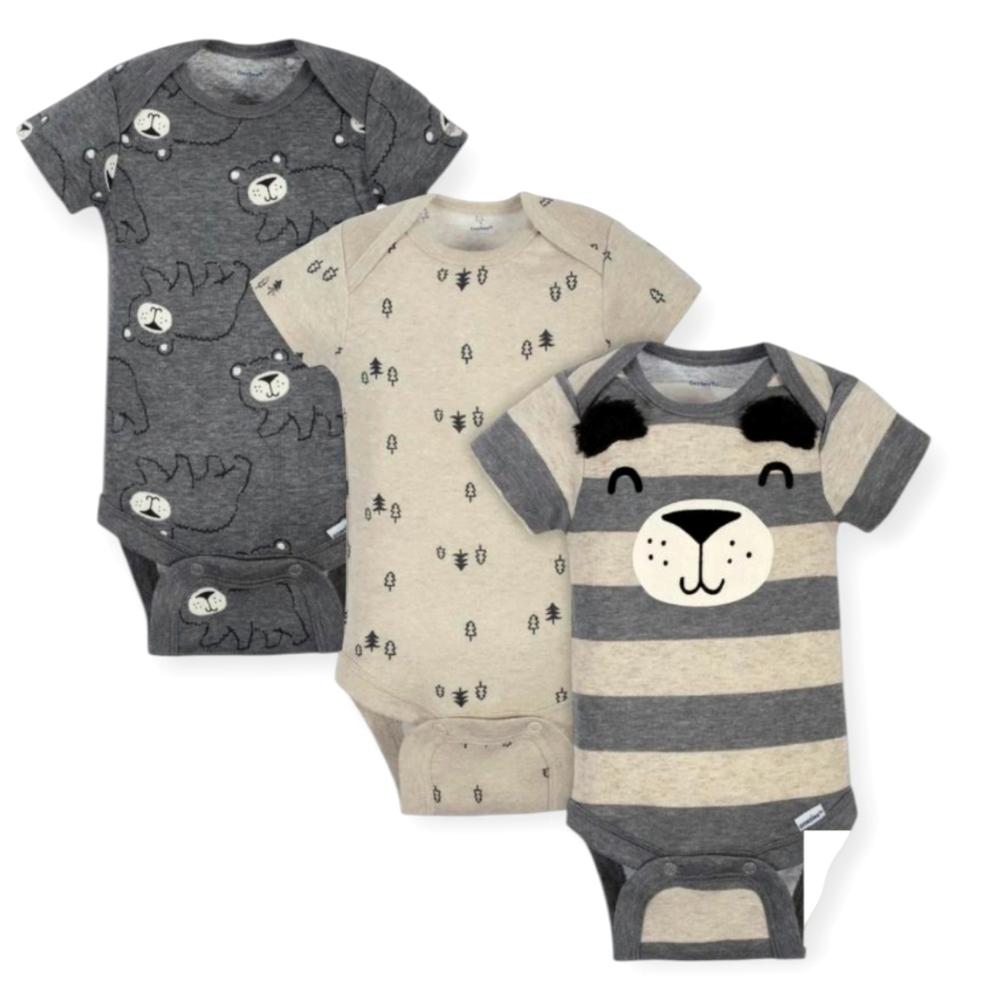 Gerber 3-Pack Baby Bear Short Sleeve Onesies Bodysuits